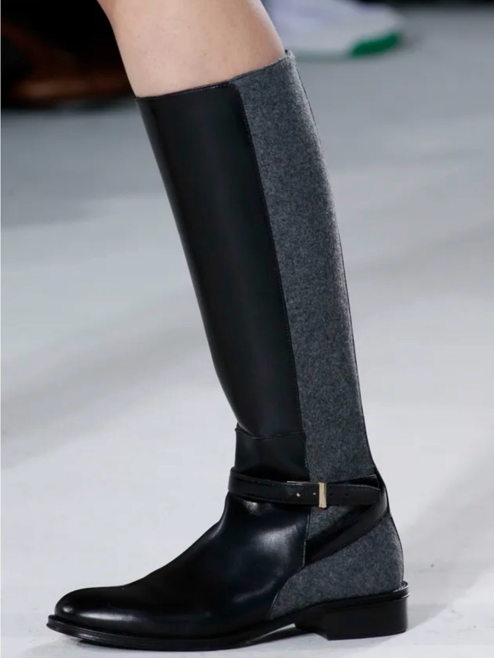 BOSS Hugo Boss Runway Edition Leather & Felt Knee High Boots Size 37.5 (US 7.5)